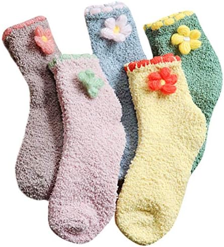 Дамски Чорапи GALPADA, Пухкави Чорапи, 5 Чифта, Дамски Чорапи-Тръба, Чорапи от Коралов Руно, Зимни Чорапи Дишащи