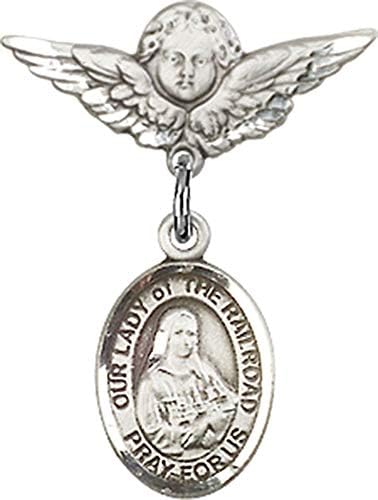 Jewels Мания Детски Икона с талисман Богородица железопътна и Пин Ангел с крила | Детски иконата е от сребро с талисман Богородица