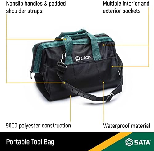 Преносима чанта за инструменти SATA 13 инча с водоустойчива конструкция и Множество вътрешни и външни джобове, място за съхранение
