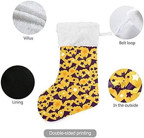 Коледни Чорапи ALAZA, Хелоуин, прилепи със Звездите, Жълто Модел, Класически Персонализирани Големи Чорапи, Бижута за семейни Тържества,