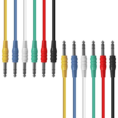 Аксесоари AXCESSABLE от 1/4 (6,35 мм) TRS до 1/4 (6,35 мм) TRS Многоцветни Балансные стереокабели TRS, 6 групи (3 фута) подвесного оборудване и студийни кабели Patchbay Външни ефекти Цифров