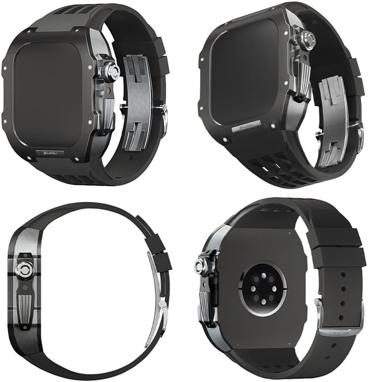 AEMALL Луксозен каишка за часовник， за Apple Watch 8/7 /Series Титанов корпус + фторопластовый луксозен каишка за часовник Iwatch