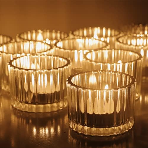 Комплект от 12 Прозрачни чаени свещници VOHO, Свещници от Прозрачно стъкло Tealight за Сватбени партита, Съраунд Титуляр за чаени