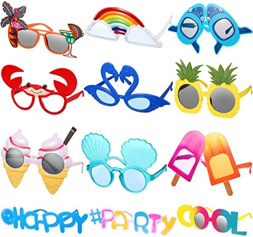 Skylety 12 Чифта Слънчеви Очила за парти Luau Плажни Забавни Хавайски Слънчеви Очила Тропически Слънчеви Очила За Плажната Партита