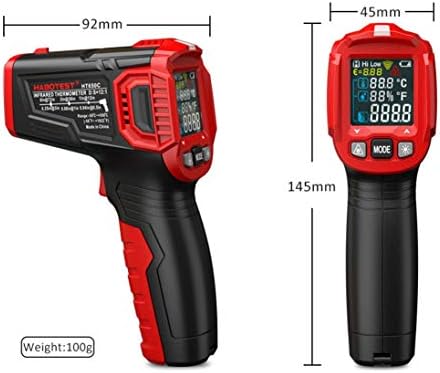 Gtest Безконтактен Цифров ИНФРАЧЕРВЕН Инфрачервен Термометър за Ръчно Измерване на Температурата 12:1 Пирометр Цветен LCD дисплей с подсветка, HT650B