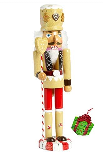 Отличителен Дизайн Човечето Човече Крал Големи Декоративни Празничен Сезон Дървена Коледен Лешникотрошачката и Бонус Украса на коледната
