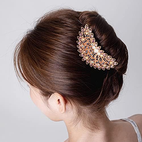 Гребен за коса с цветя модел, вградени кристали, 2 броя, Игли за коса под формата на Светлина, Модерен Елегантен Родословна-Шнола