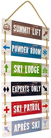 Голяма подвесная стенни знак EXCELLO GLOBAL PRODUCTS: Селски Дървен декор (Лифт до върха, Дамская стая, Ски хижа, Само за експерти,