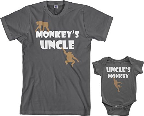 Комплект за Детско боди Threadrock маймуната на Uncle и мъжки тениски В тон