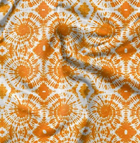 Orange памучен холщовая плат Soimoi, кърпа с принтом върти боя ширина 58 см