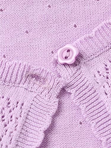 winying новородените момичета памук, дантела, цвете жилетка с един бутон за затваряне дълги ръкави и Болеро рамене вязаный пуловер
