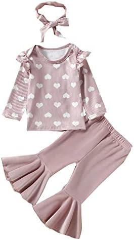 Облекло за Деня на Благодарността за малки момичета 3-6 месеца, Облекло в рубчик с розови принтом и дълъг ръкав за малки момичета