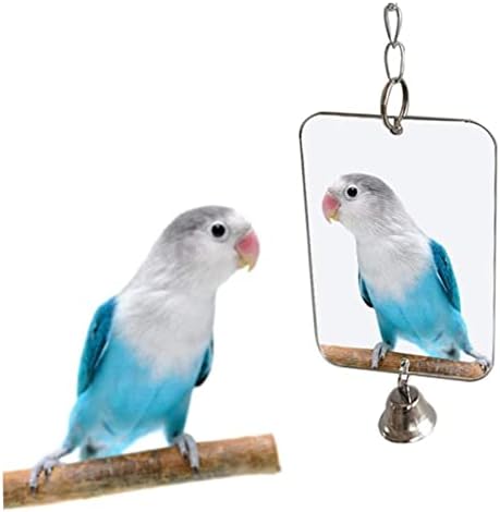 Играчки за папагали Kukeyiee, Подвесное огледало за птици, Играчки за папагали със звънци, Игрушечное огледало, Подвесная птици