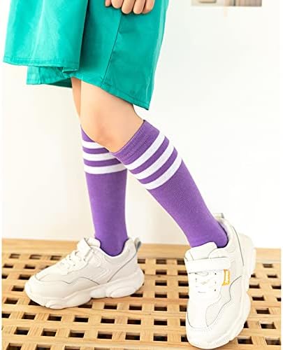 DOOVID/ Детски Футболни Чорапи с по Три Ивици, Чорапогащи до Коляното, Памучни Спортни Чорапи За Малки Момчета И Момичета, Униформи, Чорапи-Тръба