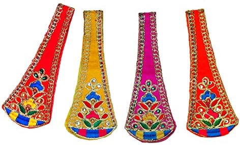 Комплект от 4 декоративни салфетки за пуджа Пуджа Чунар Дупатта (Размер:- 14 инча x 2 инча) Обекти за пуджа, елементи за декорация