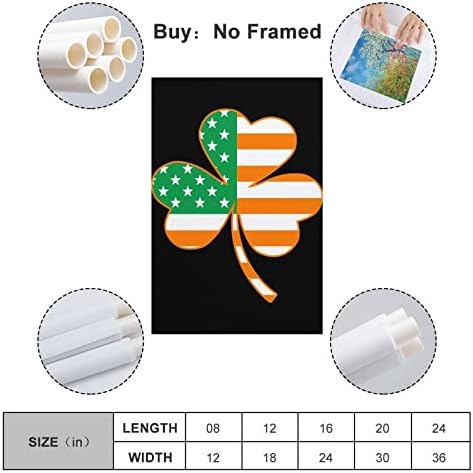 Ирландски Американски Флаг с Изображение на Детелина, с Печатни Модел, Стенно Изкуство, Съвременно Произведение на Изкуството, Вертикална