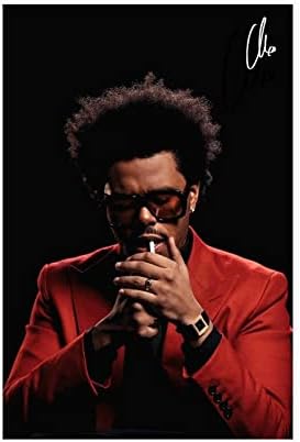 BBDVKQ Плакат Weeknd, Подписан от лимитирана серия, Платно, Плакат, Интериор за Спални, Спортен Пейзаж, Интериор за офис, Подарък, Без рамка: 16x24 инча (40x60 cm)