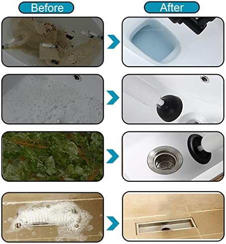 Прочиститель тоалетна SRHIMEOS, Буталото с Отвесом за източване, Буталото с пневматичен с 3 Сменяеми Инструменти за монтаж на главата