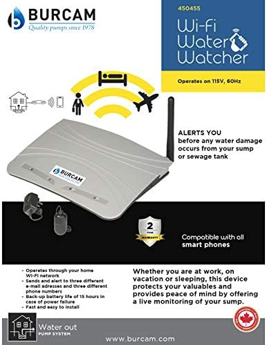 BURCAM 450455 Wi-Fi Watcher Аларма за нивото на водата в Конкурса отстойнике BURCAM 450455