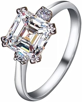 2023 Женски винтажное диамантен пръстен, годежен пръстен от цирконий, пръстени от смола, Размер 8 (сребро, 10)