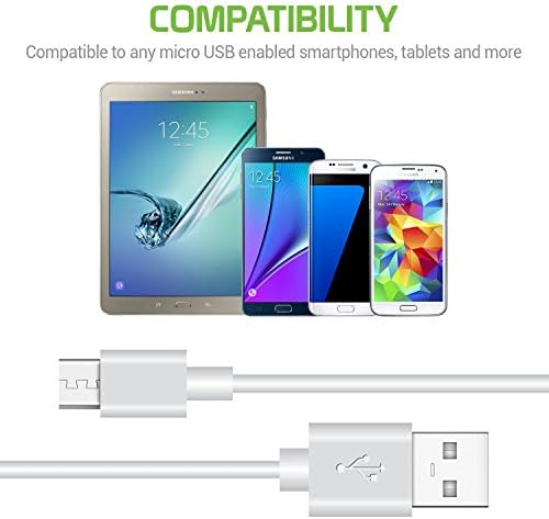 Cellet 3 пакета Здрав Кабел за предаване на данни Micro USB 3,3 фута (1 м) за Micro USB, Съвместим с Samsung Galaxy S9 Plus/S9/S8/Note 8/ HTC/ Motorola/LG, Бял