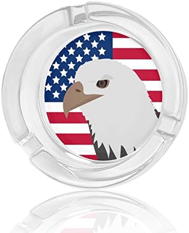 Орел на Американското Знаме на Стъклени Пепелници Кръгла Пепелник Сладко Сладко Титуляр за Пепел Калъф за Украса на Палубата Домашен Офис