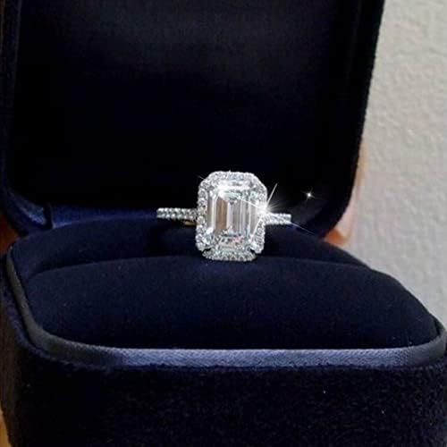 Пръстен на булката с една вълнообразна пръсти, пръстени за жени, кв сребърен кристал, кубичен цирконий, сватбен квадратен кристал
