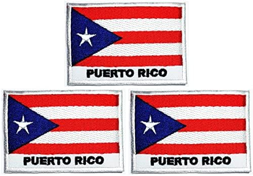 Kleenplus 3 бр., 1,7X2,6 инча. Ленти с флага Пуерто-Рико, нашивка с флага на страната за костюми направи си сам, емблемата на униформи, тактически военен флаг квадратна форма,