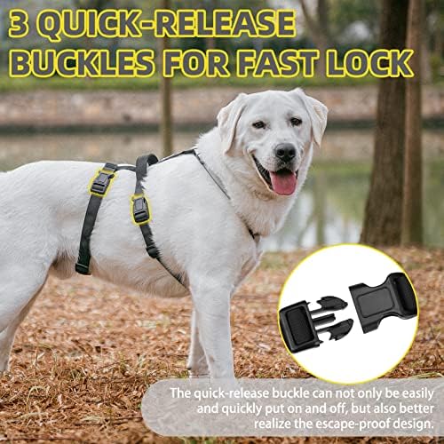 Шлейка за кучета PUPTECK Escape Proof - Не Простираща Мека Шлейка за домашни любимци с леко повдигане на дръжката за кучета със Средни размери, за разходки, разходки, Лов