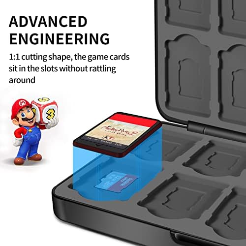 Държач за игра кейса Switch с 24 слота за касети и 24 отделения за съхранение на карти Micro SD, Тънък Преносим Игри Органайзер,