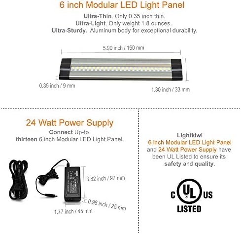 Lightkiwi T1018 6-Инчов Топло бяло Модулен led лампа за осветяване на кабинета - Професионален комплект (12 панели)