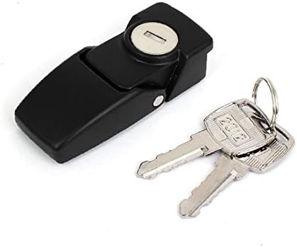 Шкафове X-DREE, Кутии, Кутии, Защитен Пластмасов замък с капаче, черен с 2 ключове (Armarios Cajas Estuches Seguridad Plástico, заключване с капаче, черен с 2 ключове