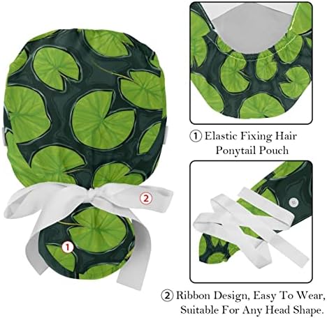 Kigauru, 2 пакета Дамски Работна Шапка с Копчета, Завязывающаяся Отзад на Панделка, Цветни Мозаечни Седалките Геометрична Форма