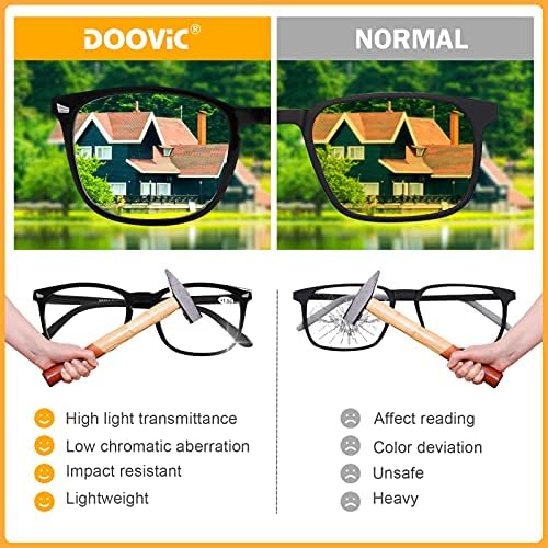 DOOViC 4 Опаковки Очила за четене, Блокиране на Синя Светлина, Модерни Компютърни Ридеры за Жени, Защита От Напрежение в очите,