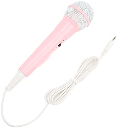 Модул за обучение Кабелна Детски Пеене Ъглов микрофон VINGVO с ниски изкривявания с приставка адаптер 3,5 мм (розов)