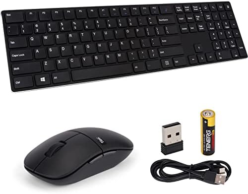 Комбинирана Безжична клавиатура и мишка tieti KM01R 2,4 G, Акумулаторна Безжична Клавиатура с регулируема резолюция от 4 DPI, Безжична USB клавиатура и мишка за компютър, лап?