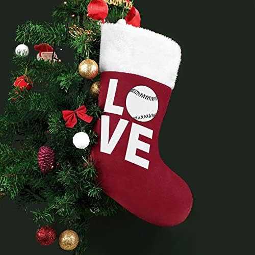Любовта Бейзбол Червени Коледни Празници Чорапи Дом Декорации за Коледната Елха Камина Окачени Чорапи