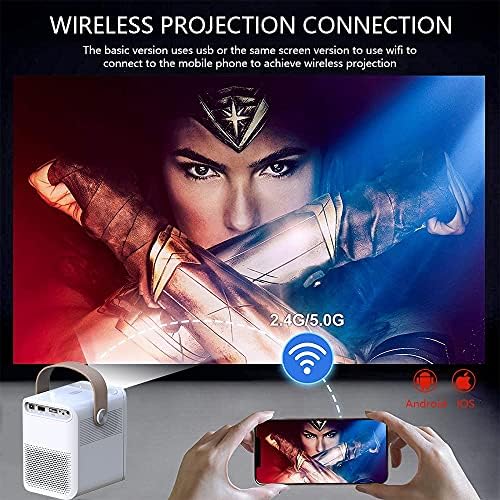 Проектор CLGZS 1080P, Пълен Мини-Проектор за домашно кино, ET30 4K Viedo в прожектор Преносими led за смартфон (Размер: Android