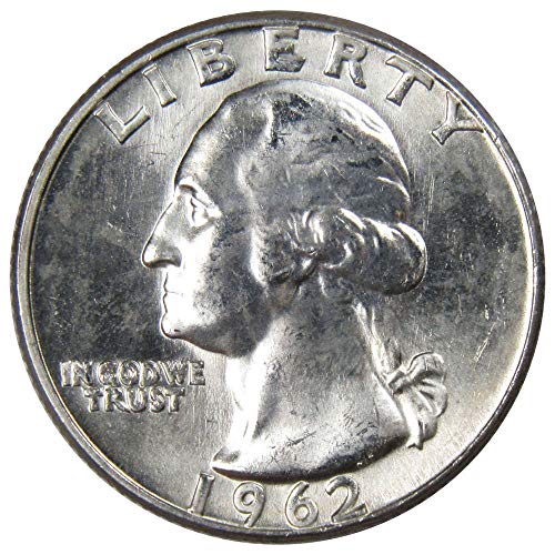 1962 D Washington Quarter BU Монета на САЩ, деноминирани 25 карат от 90% сребро, без да се прибягва в Монетния двор на щата БУ 1962 г.