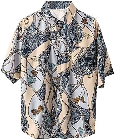 2023 Нови Мъжки Хавайски Ризи С Цветен Модел, Памучни Ризи с Копчета за Тропическа Почивка, Плажни Ризи с Джоб, Активна Тениска