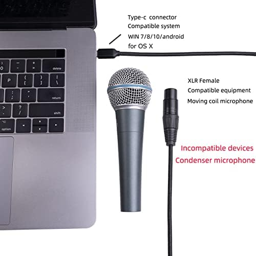 Sanpyl USB C до гнездовому кабел XLR, Балансиран Микрофон на Кабел XLR от мъжа към жената, USB-Кабел за микрофон, Съвместим с телефони