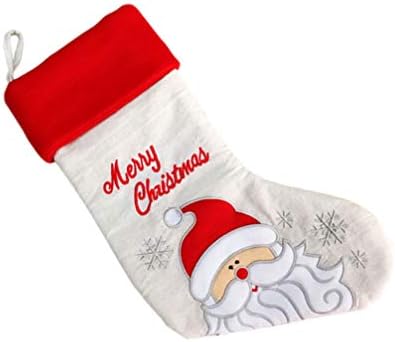 Amosfun Коледни Чорапи С Бродерия, Подарък Пакет Дядо Коледа, Торбичка за Бонбони, Коледни Окачен Чорап, Коледно Дърво, Подвесное