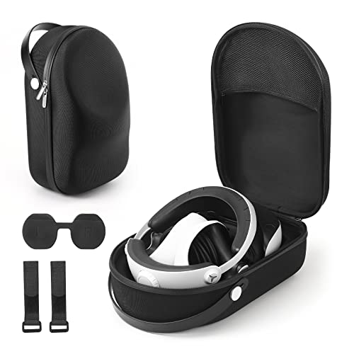 Калъф GISEO за PS VR2, Пътен Защитен калъф с защитен капак на обектива за слушалки PSVR 2 и сензорни контролери, Преносим чанта-калъф за PlayStation VR2 (черен)