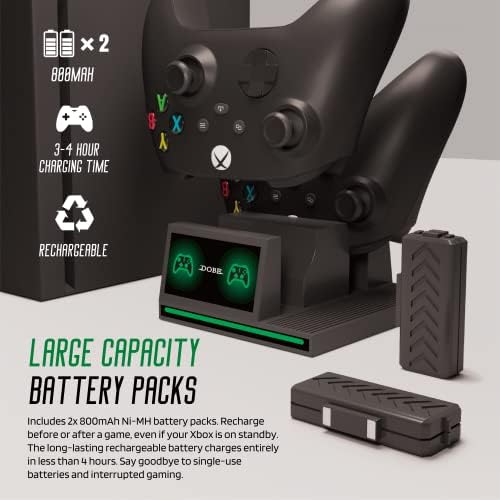 Вертикална поставка TNP за Xbox серия X - зарядно устройство за контролер серия X с 2 пакети батерии с капацитет от 1300 mah контролера