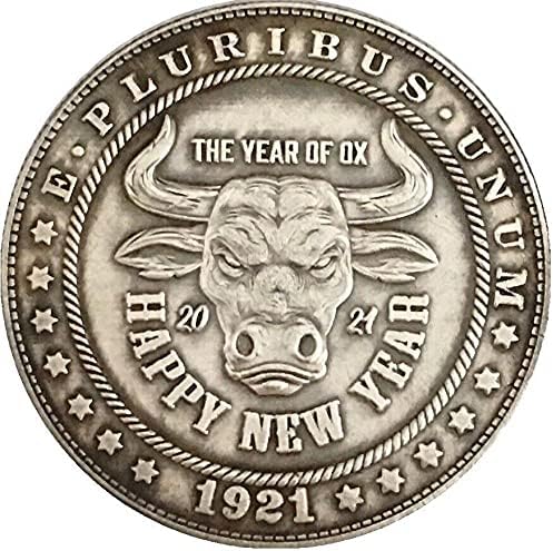 Монета 1921 г. Американският Орел и Глава на Бик сребърно покритие Възпоменателна Монета Стара Монета, без да се прибягва скитник