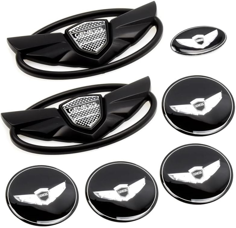 JUNBIE 7-Парче Черен 3D значка с логото на преден и заден волана е Подходящ за 2010-2015 Genesis Coupe Стайлинг автомобили Genesis