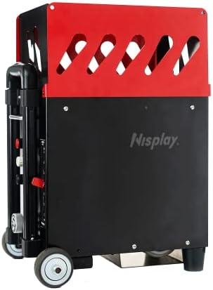 Портативна машина за игра на тенис Nisplay (26 кг) - Двойна двигател за въртене нагоре и назад, над 80 топки, максимална скорост 68 км в час над 4 часа игра с външна литиево-йо