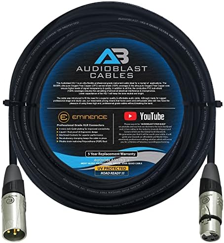 Audioblast - 20 фута - HQ-4-Звездни Четырехбалансные микрофонные кабели за мъже и жени със златни XLR-конектори Eminence E311 и