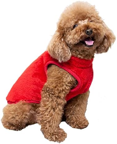 Много Мек Топъл, мек вълнен плат Жилетка-пуловер Унисекс с цип за кучета Ola Mari Pet Dog, X-Large, Червен