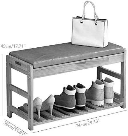 HTLLT Трайни Рафтове Дървена Пейка за обувки с възглавница на седалката, Устойчива, за да влезете в Хола, е Проста-1